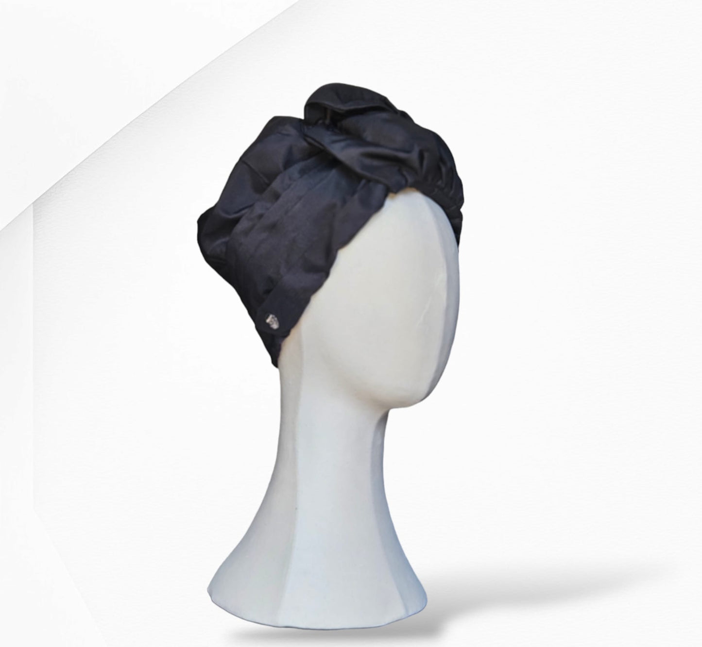 Black Cai Silk Turban and Headwear