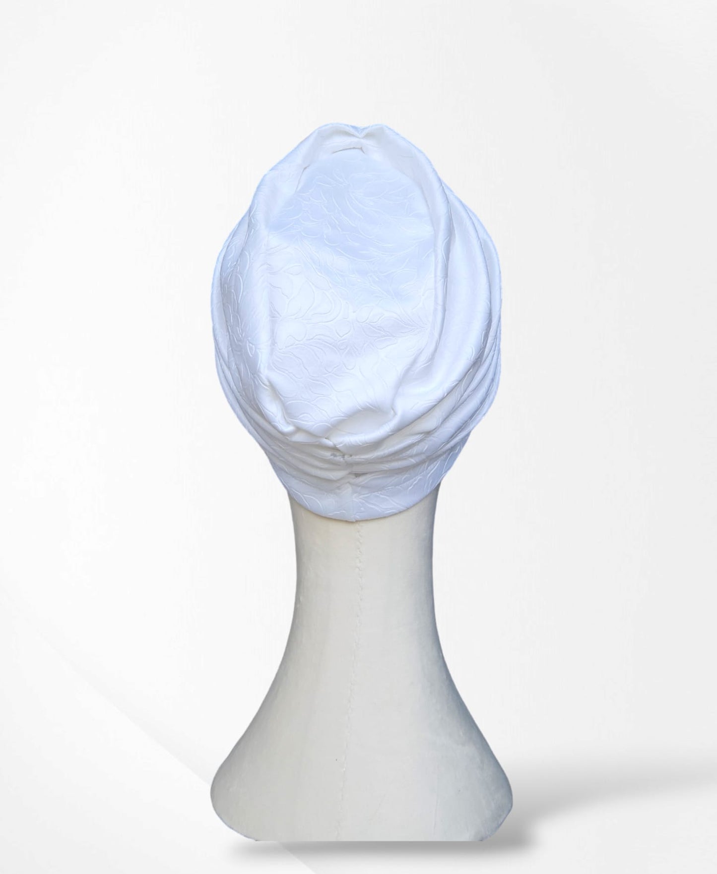 White Embossed Ava 2 Piece Turban