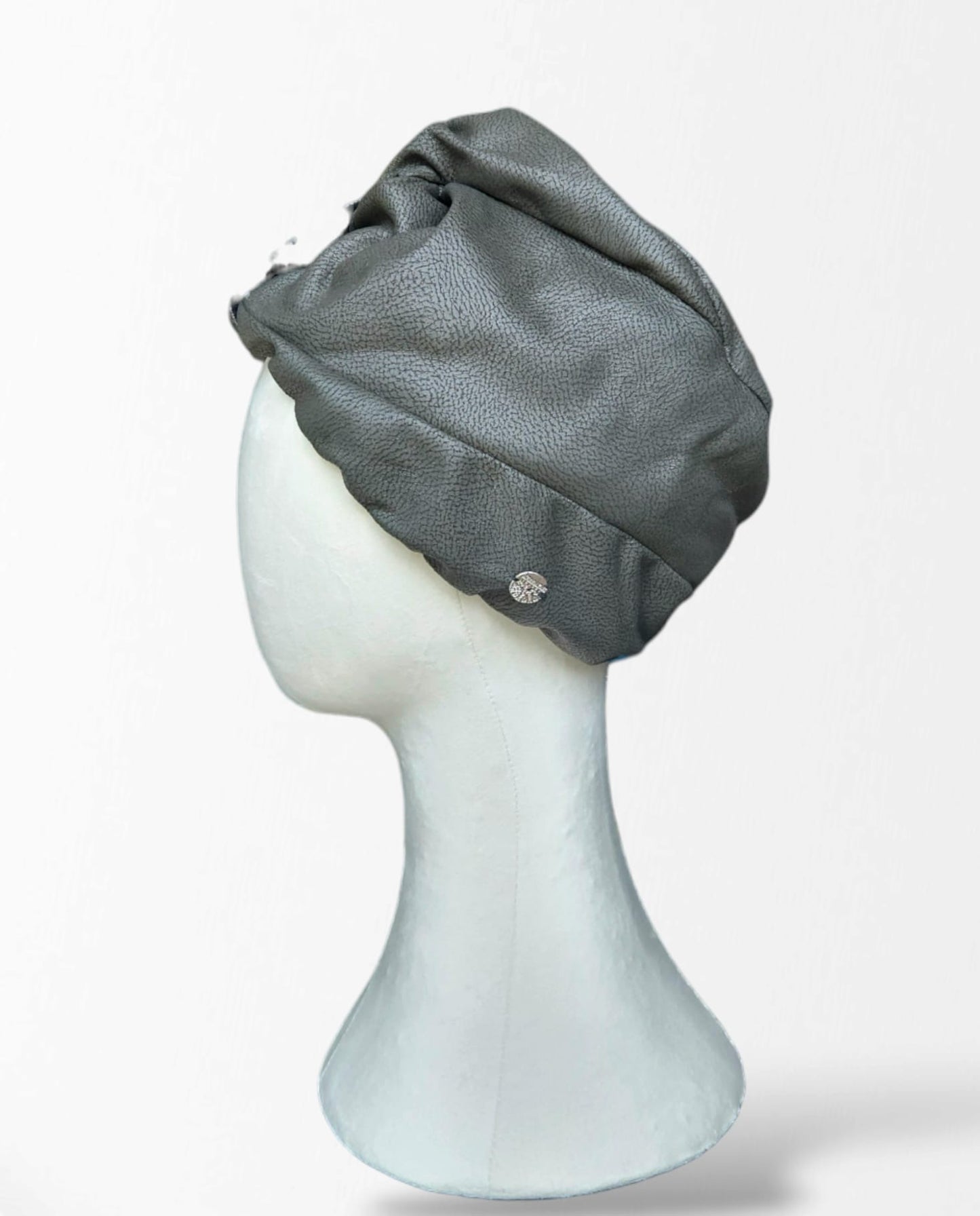 Khaki Amelia Leather Turban