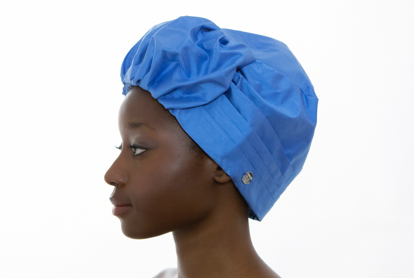 Blue Charlotte Silk Turban Headwear