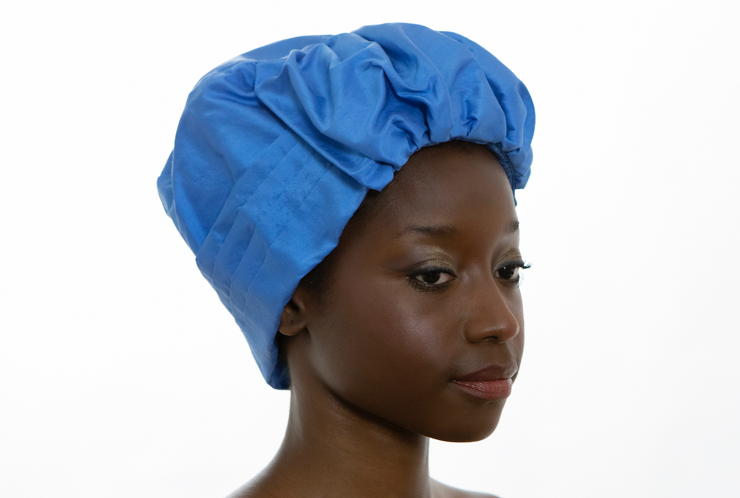 Blue Charlotte Silk Turban Headwear