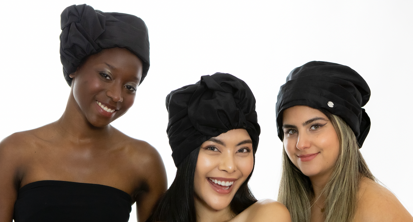 Black Cai Silk Turban and Headwear