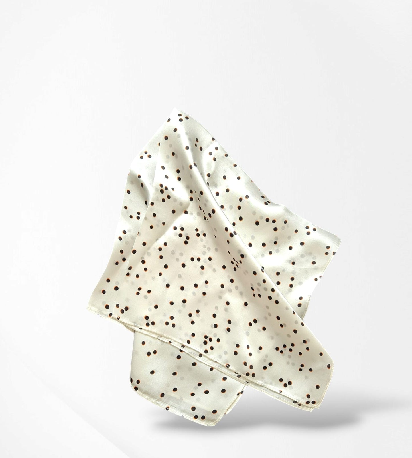 Cream Polka Dots Silk Scarf