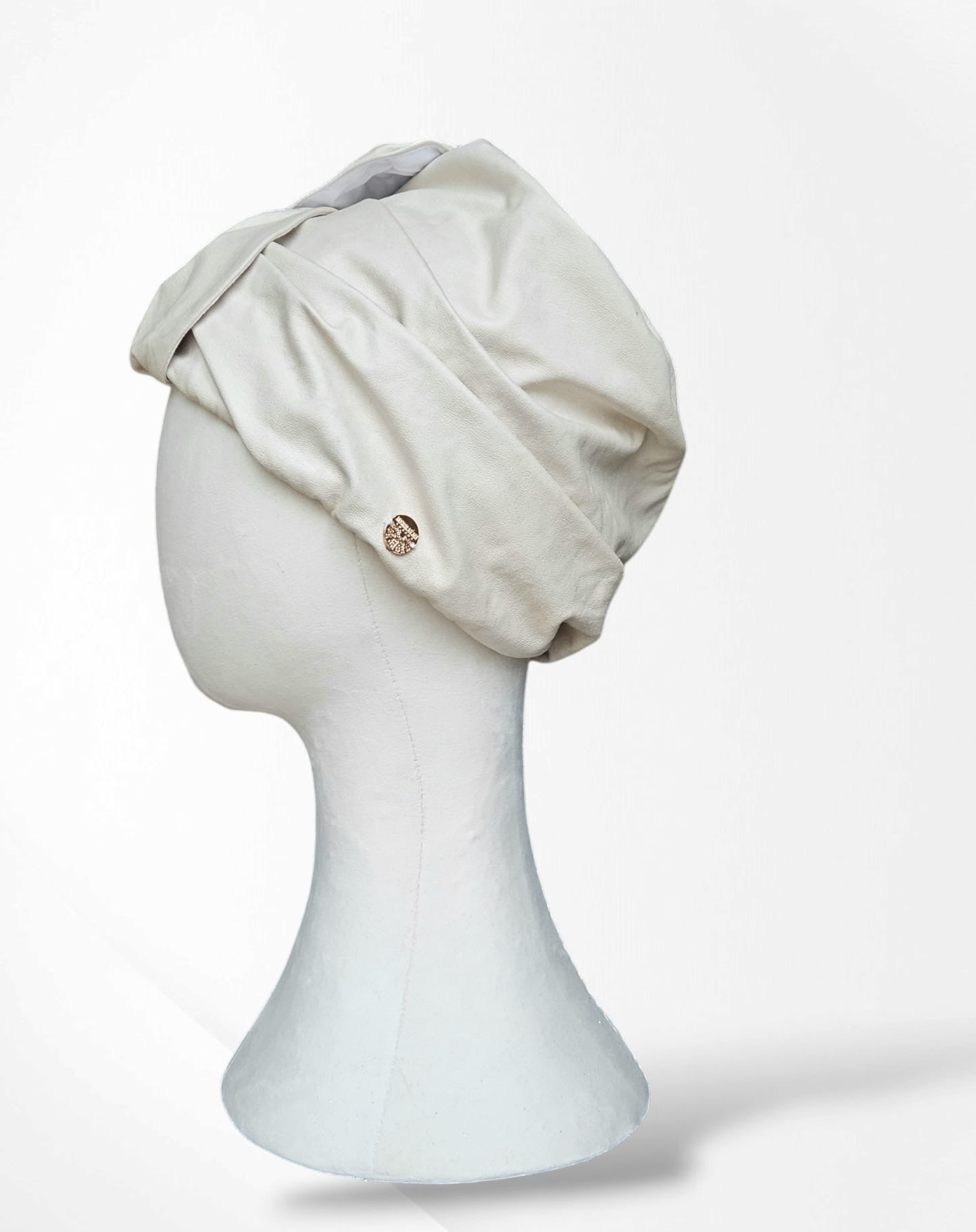 Cream Diane Leather Turban