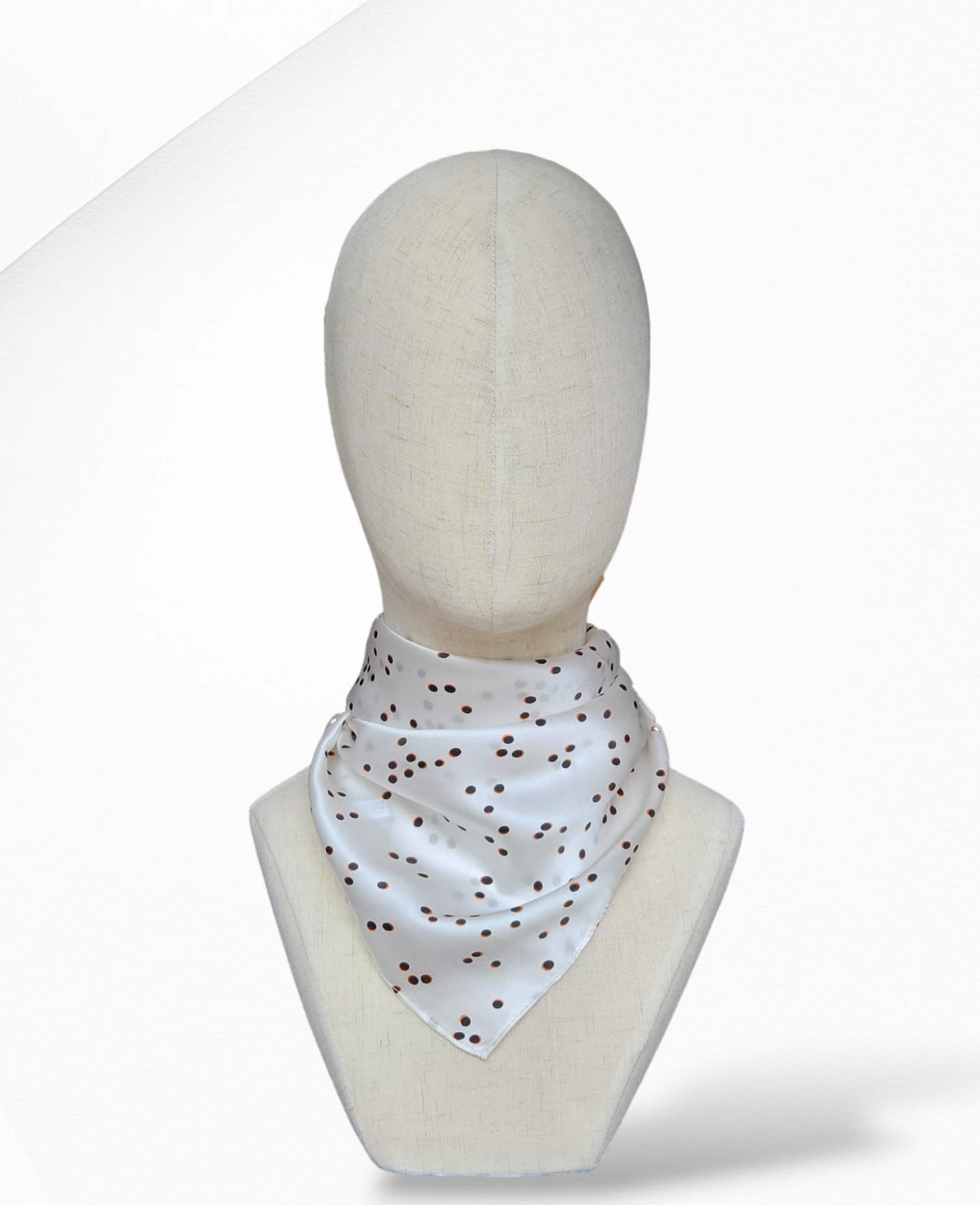 Cream Polka Dots Silk Scarf