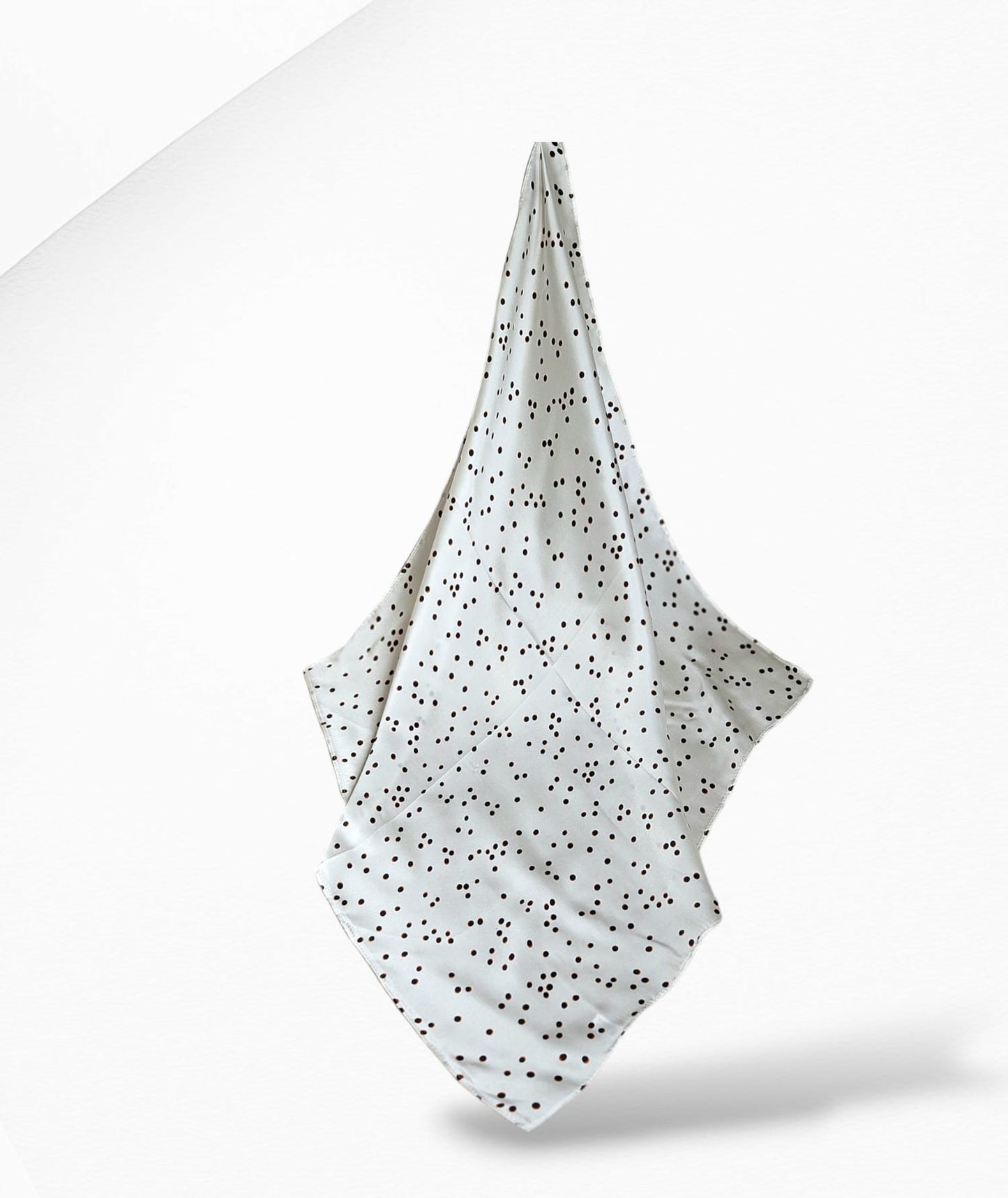 Cream Polka Dots Silk Scarf
