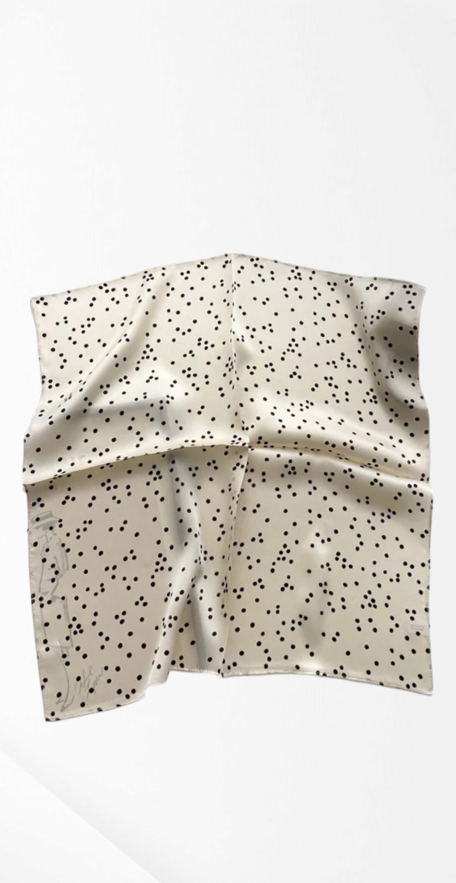 Cream Polka Dots Silk Scarf