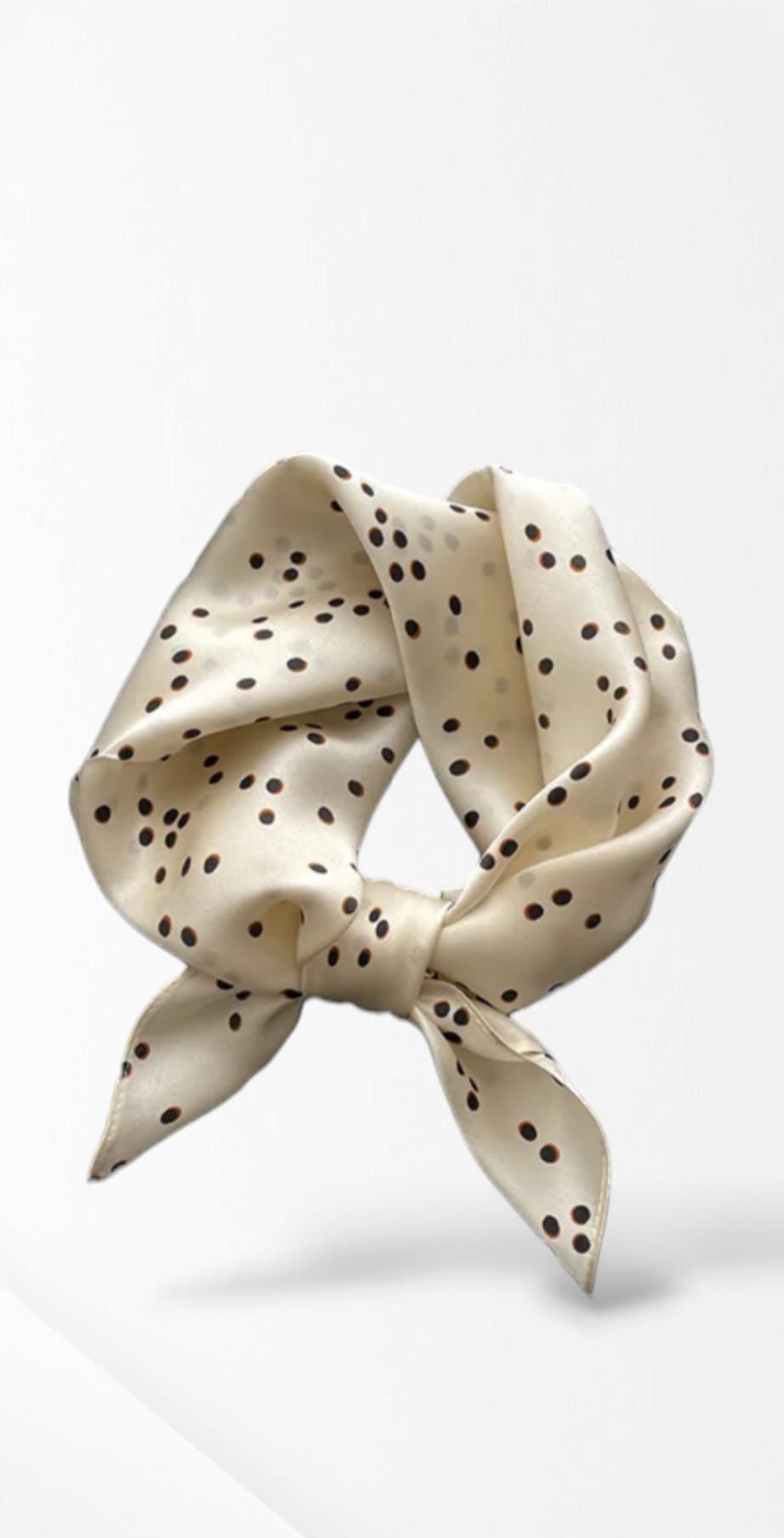 Cream Polka Dots Silk Scarf