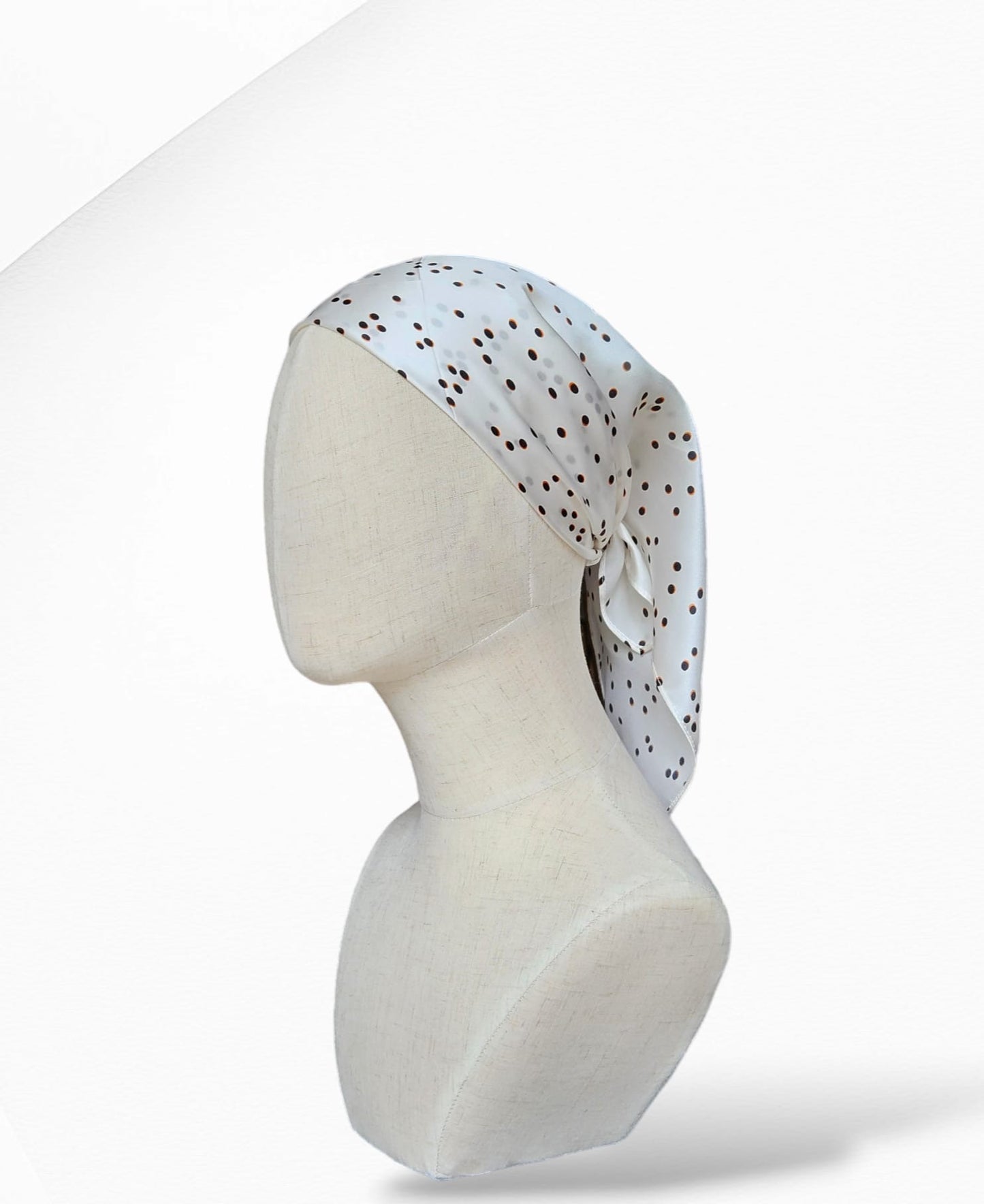 Cream Polka Dots Silk Scarf