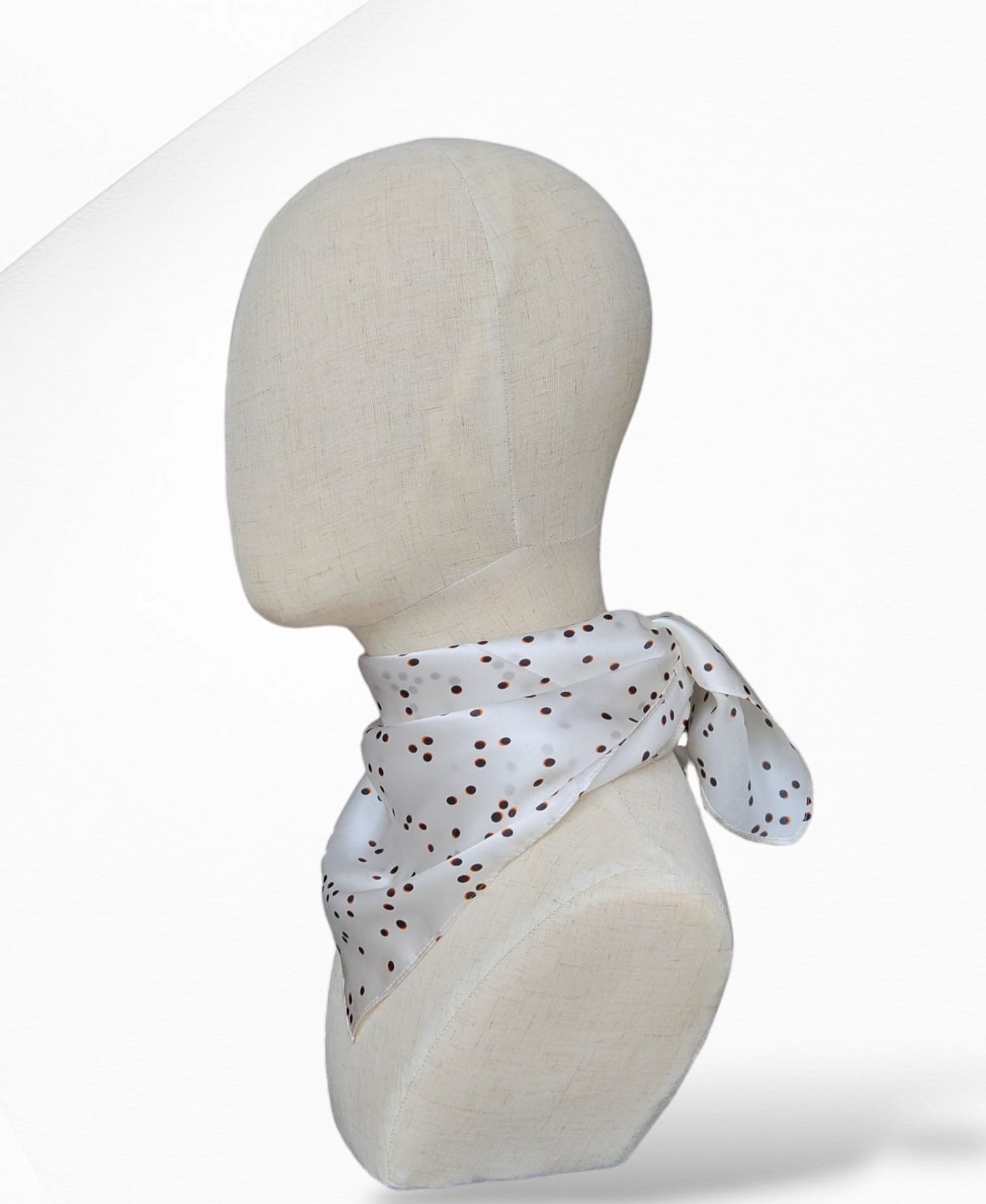 Cream Polka Dots Silk Scarf