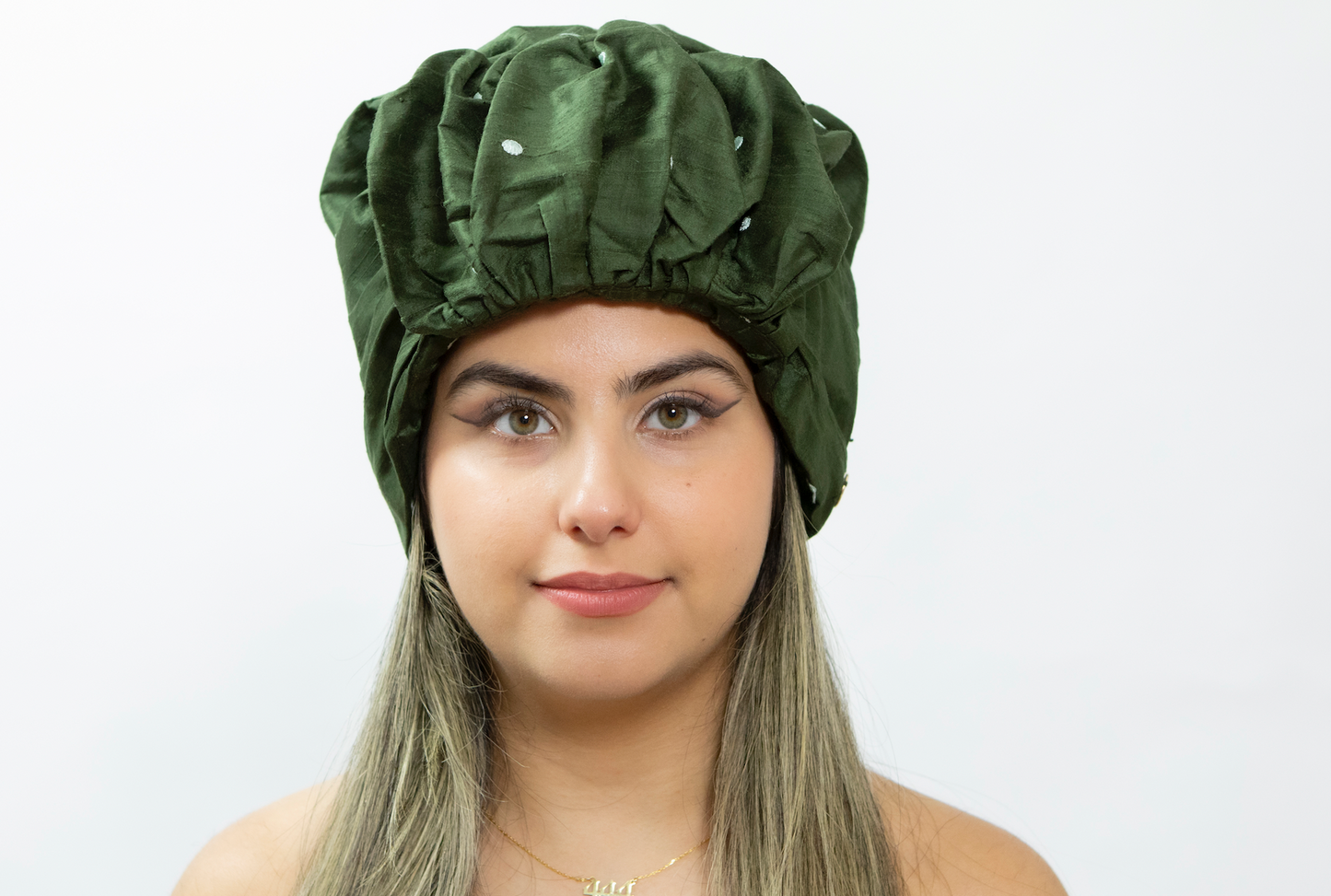 Green Charlotte Silk Turban and Headwear
