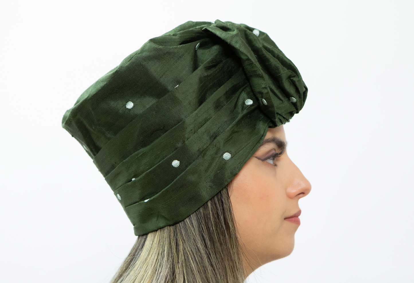 Green Charlotte Silk Turban and Headwear