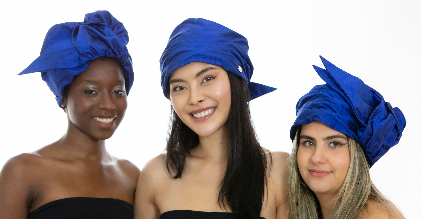 Royal Blue Layal Silk Turban Headwear